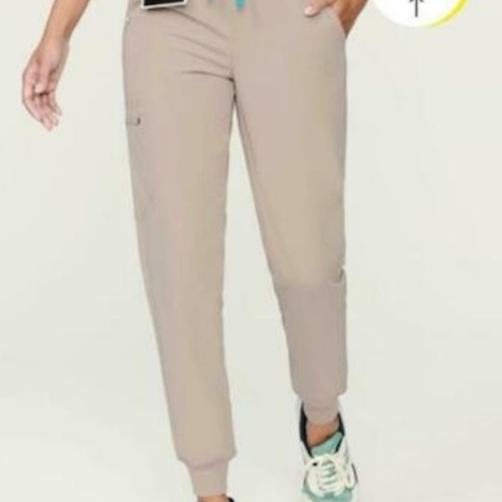 NWT Figs 6XLS Beige Tansen Jogger Scrub Leg Pocket Stretch Waist Drawstring Pant